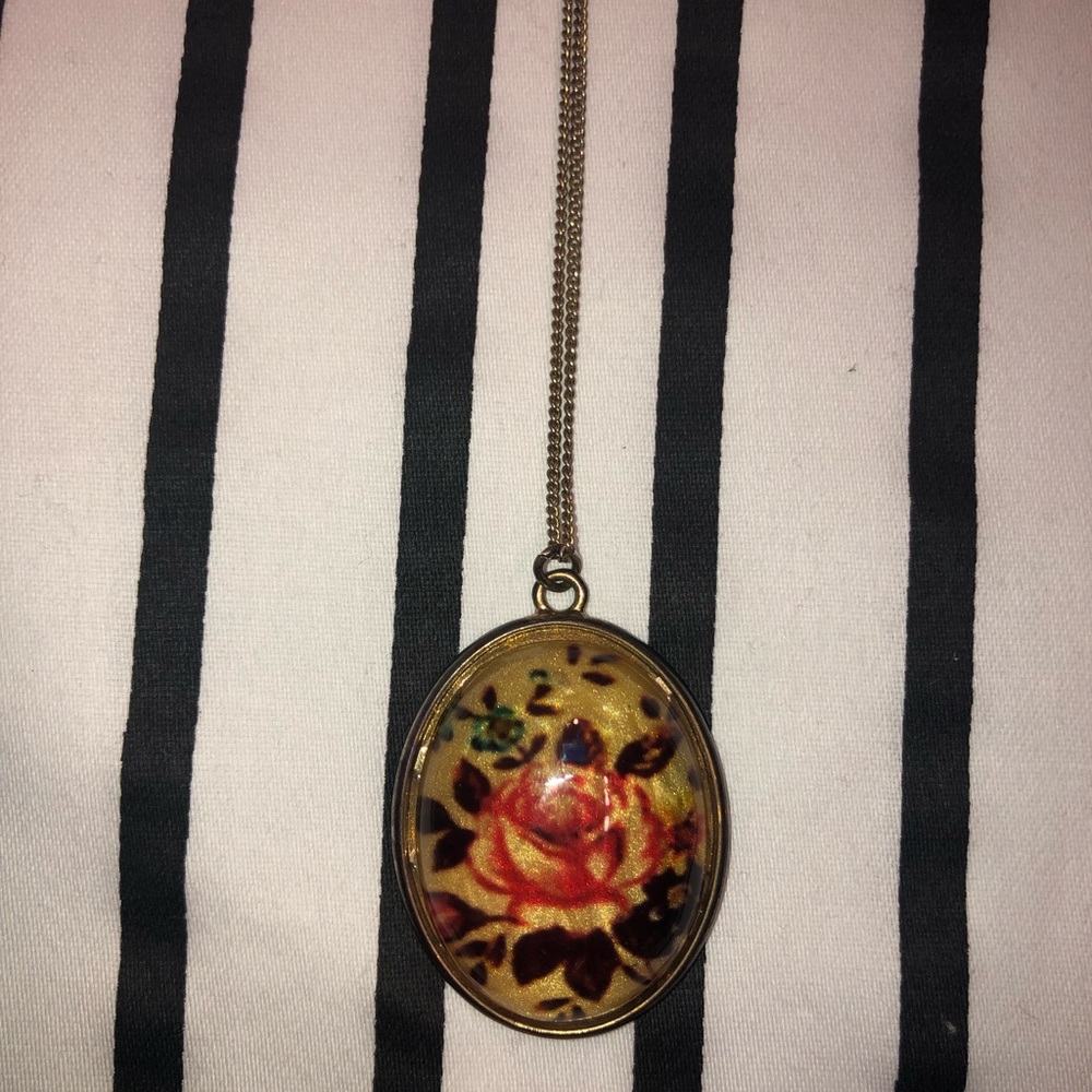 Rose charm gold necklace
